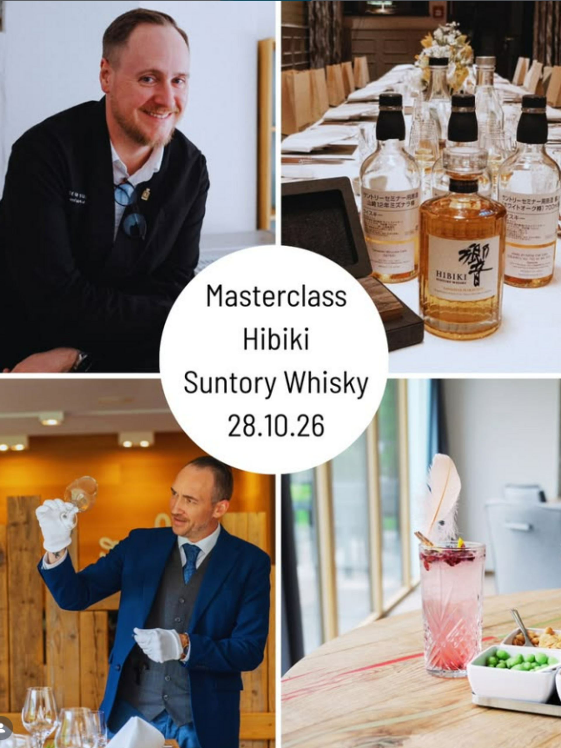 Masterclass Hibiki Suntory Whisky – 28.10.2026 Masterclass Hibiki Suntory Whisky im DAS GRASECK mit japanischer Whiskykunst, Flaschenpräsentation, Bar-Details und Referenten